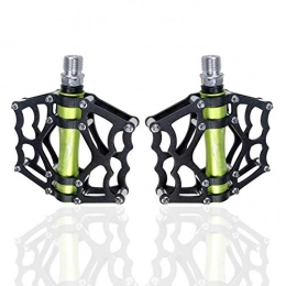 Samine Spares Bike Pedals Aluminum Mountain Bicycle Indoor Spinning Anti Slip Black Green