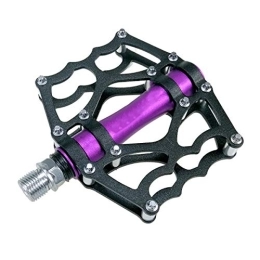 Lesrly-Cycle Mountain Bike Pedal Bike Pedals, Aluminum Mountain Bike Pedals, Bicycle Indoor Spinning Anti-Slip Pedals, Suitable for Most 9 / 16 Spindle Bikes, Black Purple