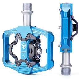 AMWRAP Spares Bike Pedals Bike Pedal SPD Mountain Bike Clipless Pedals Aluminum Alloy Bicycle Pedals Dual Platform For MTB Mountain Bike Road Bike Mountain Bike Pedals (Color : Blue)