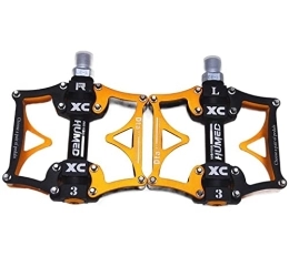 AMWRAP Spares Bike Pedals Mountain Bike Bicycle Pedals Cycling Ultralight Aluminium Alloy 3 Bearings MTB Pedals Bike Pedals Flat Mountain Bike Pedals (Color : Gold)