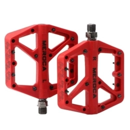 Generic Spares Bike Pedals Mountain Bike Pedal Nylon Fiber 9 / 16 Inch Widened Non-slip Bike Platform Pedal Bicycle Accessories Mtb Pedals (Color : Red)