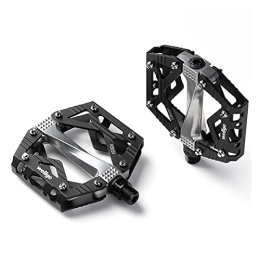  Spares bike pedals Mountain Bike Pedals Platform Bicycle Flat Alloy Pedals 9 / 16" Sealed Bearings Pedals Non-Slip Alloy Flat Pedals (Color : Wellgo black)