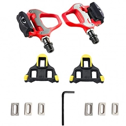 Maidi Spares Bike Pedals Mountain Road Bicycle Flat Pedal Anti-Skid Self-Locking Cycle Pedal with Case Aluminum Alloy Red Bike Pedal