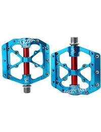 WANYD Spares Bike Pedals Mountain Road, Three-bearing aluminum alloy road bike pedal-sky blue / red