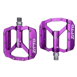 AMWRAP Spares Bike Pedals MTB Bearing Aluminum Alloy Flat Pedal Bicycle Good Grip Lightweight 9 / 16 Pedals Big Mountain Bike Pedals (Color : JT01-Purple)