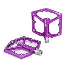 AMWRAP Spares Bike Pedals MTB Ultralight Bike Pedal Flat CNC Aluminum Alloy AM Road Bicycle Smooth Bearings 9 / 16 Thread Large Area Mountain Bike Pedals (Color : JT07-Purple)