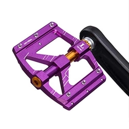 BEP Spares Bike Pedals, Non Slip Aluminum Alloy 3 Bearing Bicycle Widen Pedal for Mountain Road Trekking Bike, Purple