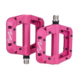 Uayasily Spares Bike Pedals Nylon Fiber Bearing Lightweight Mountain Road Bicycle Platform Pedals Rosy 1 Pair