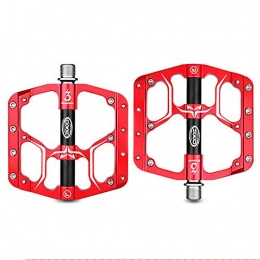 ASUD Spares Bike Pedals, Platform Cycling Sealed Bearing Alloy Flat Pedals 9 / 16 Large Bicycle Pedals for MTN Mountain Bike, road bikes, triathlons and BMX, Red
