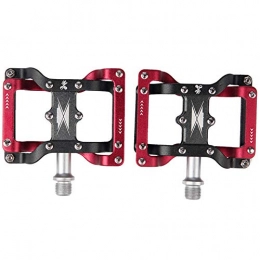Feixunfan Mountain Bike Pedal Bike Pedals Riding Accessories 9 / 16" Wide Plus Aluminum Flat Bicycle Pedals For Sealed Bearings For Mountain Bikes Road Bikes Bicycle Accessories for MTB BMX Mountain Road Bike (Color : Black+Red)