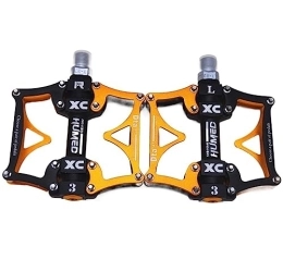 AMWRAP Spares Bike Pedals Wide Flat Mountain Road Cycling Bicycle Bike Pedal 3 Sealed Bearings 9 / 16 MTB BMX Pedals 5 Colors Available Mountain Bike Pedals (Color : Gold)