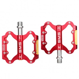 BIKEIN Mountain Bike Pedal BIKEIN Ultralight CNC Aluminum MTB Cycling Bike Pedals Bicycle 9 / 16 Inch 3 Sealed Bearing Flat Pedals Mountain Bike Parts (Red)