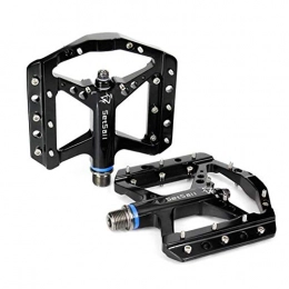 BIKERISK Spares BIKERISK Mountain Bicycle Pedals Wide Platform Bike Pedals Double MTB Pedals Bike Mountain Bike Flat Pedals Cycling Pedals with Anti-slip Locking Spindle and Durable Fixed Gear, Black