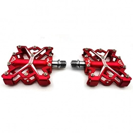 BINCIBH Mountain Bike Pedal BINCIBH Road Bike Pedals, Bike Pedals 3 Bearings Mountain Bike Pedals Platform Bicycle Flat Alloy Pedals 9 / 16" Pedals Non-Slip Alloy Flat Pedals (Color : Red)
