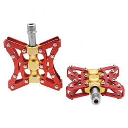 BINCIBH Mountain Bike Pedal BINCIBH Road Bike Pedals, Bike Pedals One Pair Mtb Mountain Bike Pedal Anti-skid Ultralight Bicycle Pedals Pegs For Bicycle Accessories (Color : Golden and red)
