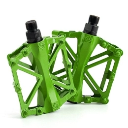 BINTING Bike Pedals with 16 Anti Skid Pins, Lightweight Aluminum Alloy Platform Pedal for Mountain Road Bicycle,Green