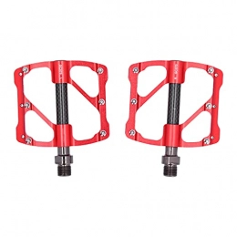 Bnineteenteam Spares Bnineteenteam Bicycle Pedals, 1 Pair High Strength Lightweight Mountain Bike Pedals Labor-saving Road Bicycle 3 Bearings Pedals with Anti‑Slip Nails(red)