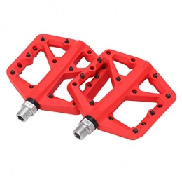 Bnineteenteam Mountain Bike Pedal Bnineteenteam Bike Pedal, 1 Pair Bike Pedal Anti Slip Nylon Fiber Bicycle Platform Flat Pedals for Road Mountain Bike(red)