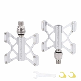 BREWIX Mountain Bike Pedal BREWIX Mountain Bike, 3 Bearing Composite Bicycle High-Strength Non-Slip Surface for Road Bikes Flat Bike pedal (Color : Silver)