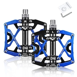 BRGOOD Spares BRGOOD Mountain Bike Pedals Bicycle Pedal, Bike Pedal Bicycle Platform Flat Pedals Cycling Ultra Sealed Bearing Aluminum Alloy Pedal for Road Mountain BMX MTB 9 / 16''(with Wrench and Shims) Blue