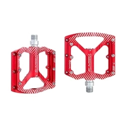 BuyWeek Spares BuyWeek Mountain Bike Pedals, Aluminum Alloy Road Bicycle Flat Pedals Seal Bearings Bicycle Pedals Cycling Accessories(Red)