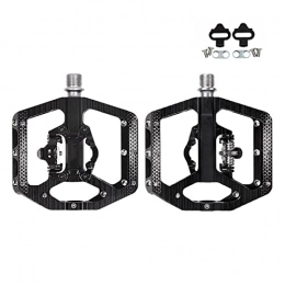 BUYYUB Spares BUYYUB Anti-slip Mountain Bike Pedals, 3 Bearing Platform Compatible with SPD Dual Function Sealed Clipless, Aluminum 9 / 16" with Road Pedals