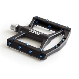 BW USA Spares BW USA Wide Platform Mountain Bike Pedals - Lightweight Aluminum Pedals for MTB, BMX, Downhill - 9 / 16 Cr-Mo Spindle - Flat Metal Platform with Removable Grip Pins - Black / Blue