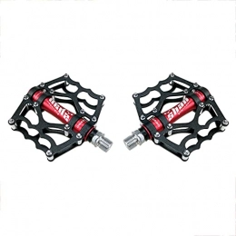 BWHNER Spares BWHNER Mountain Bike Pedals, 9 / 16 Bike Pedals, with 12 Anti-Skid Pins, Universal Lightweight Aluminum Alloy Platform Pedal, for Urban Commute, Road Bikes, Red