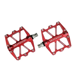 catazer Spares CATAZER Bike Pedals, 4 Bearings Non-Slip Aluminum Alloy Lightweight Flat DH XC Mountain Bike Pedals 9 / 16" (Red)
