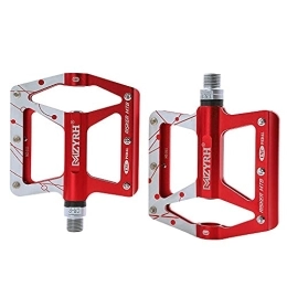 catazer Spares CATAZER Large Mountain Bike Pedals Flat, Lightweight Aluminum Alloy MTB Pedals, 3 Bearings Wide Platform Pedals 9 / 16" (Red)