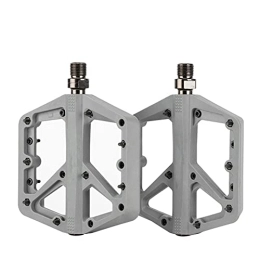 CCHHL Mountain Bike Pedal CCHHL Bicycle Pedals, 9 / 16 Mountain Bike Pedals Nylon Bearing, Wide Pedals for Riding with 16 Anti-Skid Pins, Gray