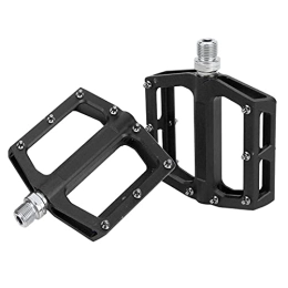CHDE 2PCS Mountain Pedal, Road Bike Pedals Lightweight Aluminum Alloy Practical with 8 Anti‑skid Nails for Biker for Travel Cycle-Cross Bikes(Black)