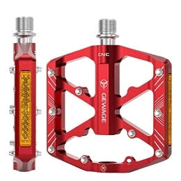 chiwanji Spares chiwanji Universal Mountain Bike Pedals Platform 3 Bearing Replacement Non Slip Lightweight Reflective Pedals Folding Cycle BMX, Red