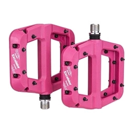 Chtom Mountain Bike Pedal Chtom Mountain Bike Pedals Nylon Fiber Bearing Lightweight Mountain Road Bicycle Platform Pedals Bicycle Flat Pedals Non-slip Bicycle Platform Pedals for Bike Rosy 1 Pair (Color : Rosy)