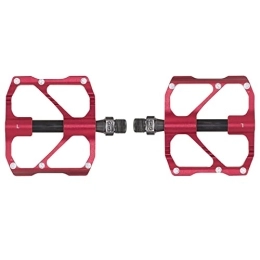 CJSTORE Mountain Bike Pedal CJSTORE MTB Road Mountain Bike Pedals Bicycle Pedals, 3 Bearings Aluminum Alloy Surface Lightweight Non-Slip Aluminum Strong Pedals with Removable Anti-Skid Nails Fits Most Bikes, Red Pair