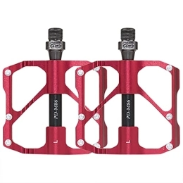 Clicitina Mountain Bike Pedal Clicitina Mountain Bike Platform Pedal Flat Aluminium Alloy Bearing Pedal YU366 (Red, One Size)