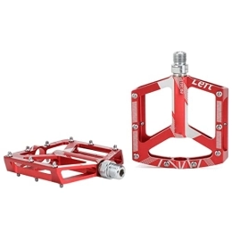 Aoutecen Spares CNC Aluminum Alloy Bike Pedal, 2PCS Easy To Install Wide Platform Bike Bearing Pedals Standard Thread Non Slip for Mountain Bikes Repair(Red)