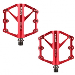 COCKE Bike Pedals Mountain, MTB Pedals, with Ultralight Aluminum Alloy Platform, Sealed Bearings, Non-Slip Trekking Pedals with Axle Diameter 9/16 Inches,Red
