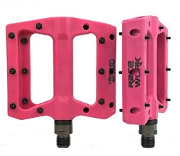 PPLAS Mountain Bike Pedal Concise Composite Flat MTB Mountain Bicycle Pedals Nylon Fiber Big Foot Road Bike Bearing pedales mtb (Color : Pink)
