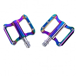 COUYY Spares COUYY Bicycle pedal mountain bike good grip flat pedal ultra-light alloy bearing downhill non-slip rainbow road bike pedal, 002