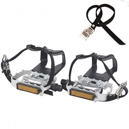 COZYROOMY Bike Pedals with Clips and Straps for Outdoor Cycling and Indoor Stationary Bike 9/16-Inch Spindle Resin/Alloy Bicycle Pedals.