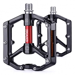 CXWXC Spares CXWXC Road / MTB Bike Pedals - Aluminum Alloy Bicycle Pedals - Mountain Bike Pedal with Removable Anti-Skid Nails (Black-Red)