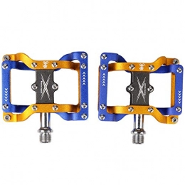 Sarahjers-Sport Mountain Bike Pedal Cycling Bike Pedals Pedals MTB Bike Platform Pedals, 9 / 16" Wide Plus Aluminium Alloy Flat Cycling Pedals 3 Sealed Bearing Axle For Mountain BMX Road Bikes Biking Accessories ( Color : Blue+Gold )