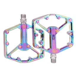 ITISIR Mountain Bike Pedal cycling pedals, cleat, Mountain Bike Flat Pedals Aluminum Alloy Platform Pedals Non-Slip Sealed DU Bearing 9 / 16'' For Folding Road Bike Cycling BMX (Color : Black) (Color : Colorful)