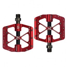 CYSKY Spares CYSKY Bicycle Platform Pedals MTB Pedals Mountain Bike Pedals 3 Bearing Aluminum CNC Cycling Platform Pedals for Most Cycling BMX MTB Road Bicycle 9 / 16" Spindle Pedals Lightweight One Pair(red)