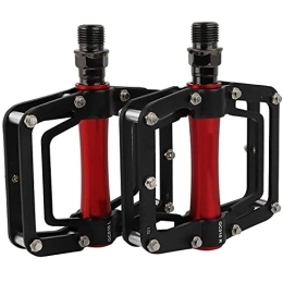 Demeras Spares Demeras Flat Pedals, Mountain Bike Pedals Anti-Skid Aluminum Alloy Lightweight for Bicycle Pedals(black+red)