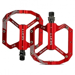 DERVISH Mountain Bike Pedals MTB Pedals Bicycle Flat Pedals ,Aluminum Alloy CNC with Removable Anti-Skid Nails Bicycle Pedals , 9/16" Sealed Bearing, for Mountain Road BMX MTB Bike (Red)