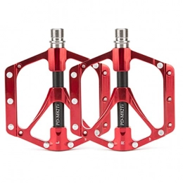 DFBGL Spares DFBGL 3 Bearings Mountain Bike Pedals, Lightweight Road Bicycle Pedals, 9 / 16" Platform Bicycle Pedals Non-Slip Aluminum Alloy Flat Pedals with Titanium Alloy Axis, Red