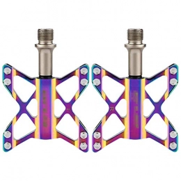 DHTOMC Mountain Bike Pedal DHTOMC Mountain Bike Pedals 1 Pair Aluminum Alloy Bike Pedals 3 Bearing Flat Platform Colorful Non-slip Bicycle Pedal Riding Cycling Bike Parts Anti-skid Surface