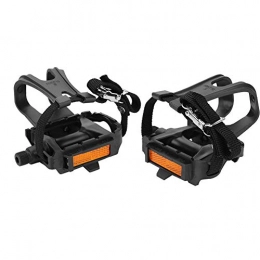 Dilwe Mountain Bike Pedal Dilwe 1 Pair Bike Pedal, Bicycle Pedals with Toe Clips and Straps for Cycling Road Mountain Bike Fixed Gear